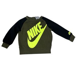 Nike Baby Sweat Shirt Baby Sz 18m Green Black Raglan
